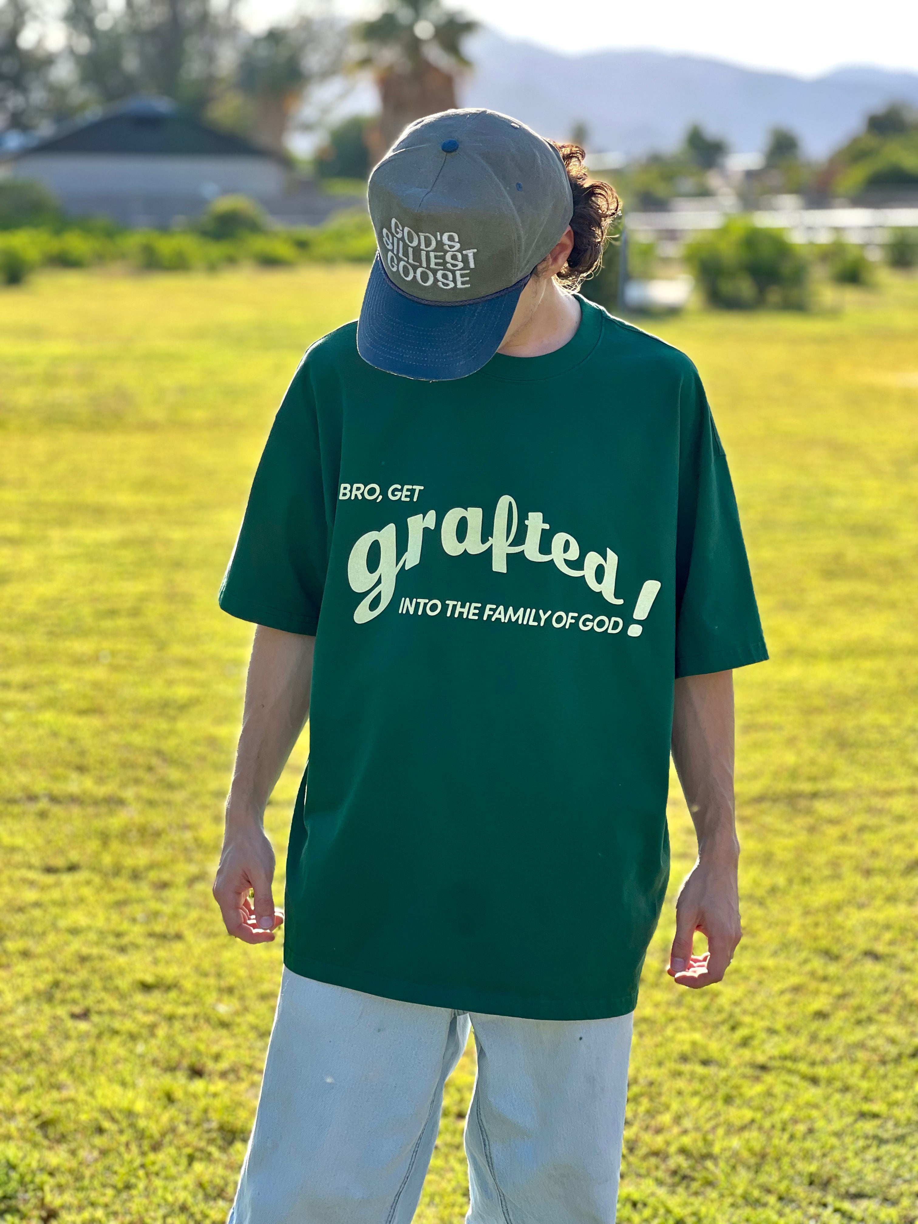'Get Grafted' Heavyweight Tee - Forest (Oversized)