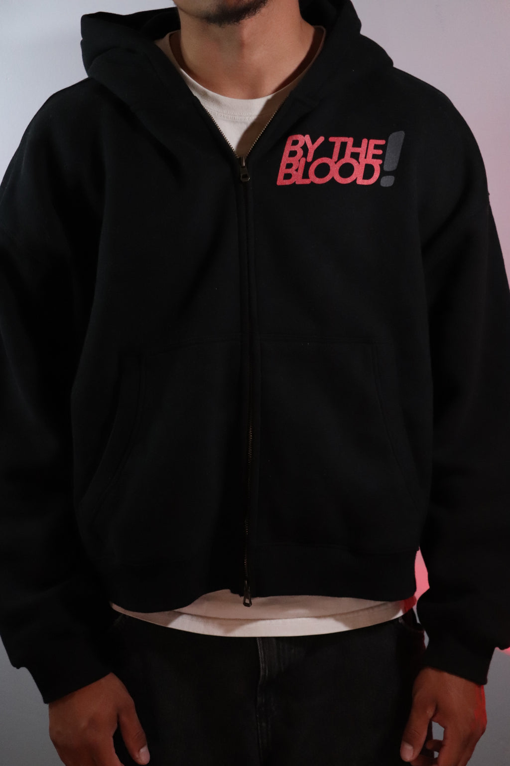 "By the Blood" Boxy Zip Up