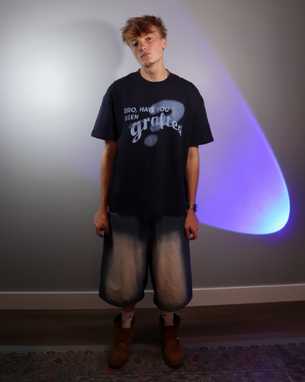 “Have You Been Grafted?” Oversized Tee - Navy Blue