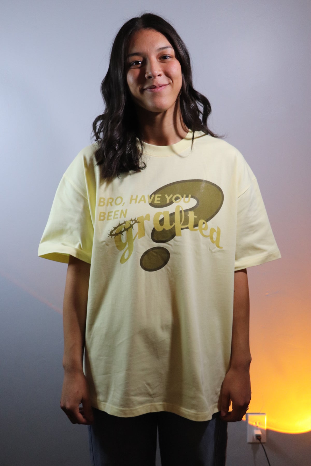 “Have You Been Grafted?” Oversized Tee - Yellow